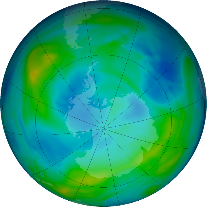 Antarctic ozone map for 27 May 2005